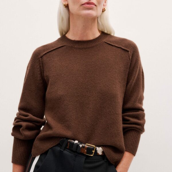 Me + Em Sunday Jumper + Snood – luxury British Brown in Me and Em exclusively at Coveti