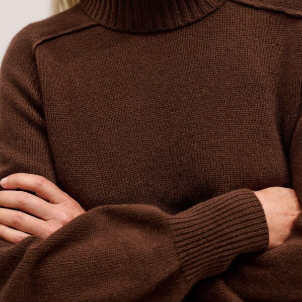 Me and Em Sunday Jumper + Snood – luxury British Brown in Me and Em exclusively at Coveti