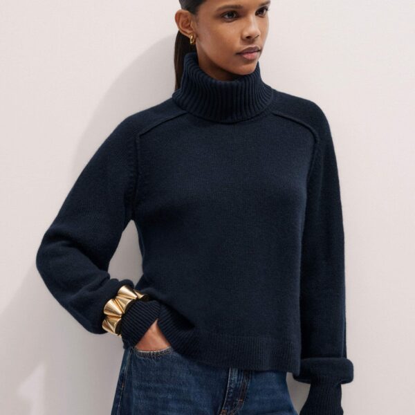 Me and Em Sunday Sweater + Snood – luxury British Blue in Me and Em exclusively at Coveti