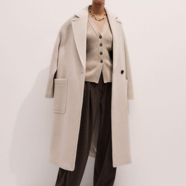 Me + Em Tapered Trouser – luxury British Brown in Me and Em exclusively at Coveti