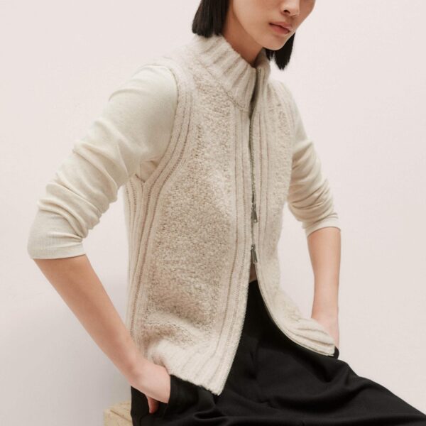 Me + Em Teddy Knit Vest – luxury British Ivory in Me and Em exclusively at Coveti