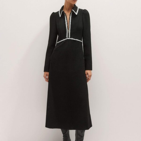 Me and Em Textured Midi Dress – luxury British Black in Me and Em exclusively at Coveti