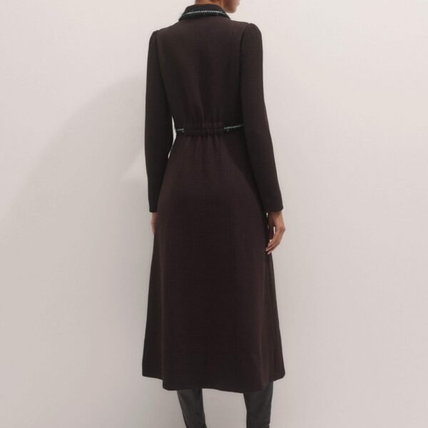 Me and Em Textured Midi Dress – luxury British Brown in Me and Em exclusively at Coveti