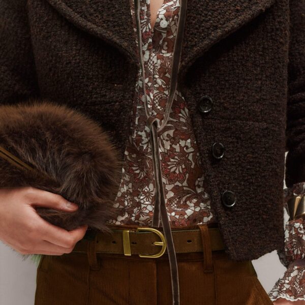 Me and Em Tonal Tie Blouse – luxury British Brown in Me and Em exclusively at Coveti