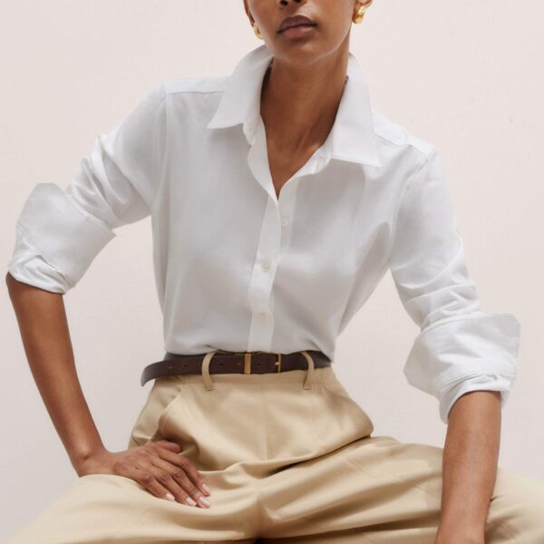 Me + Em Travel Layering Shirt – luxury British White in Me and Em exclusively at Coveti