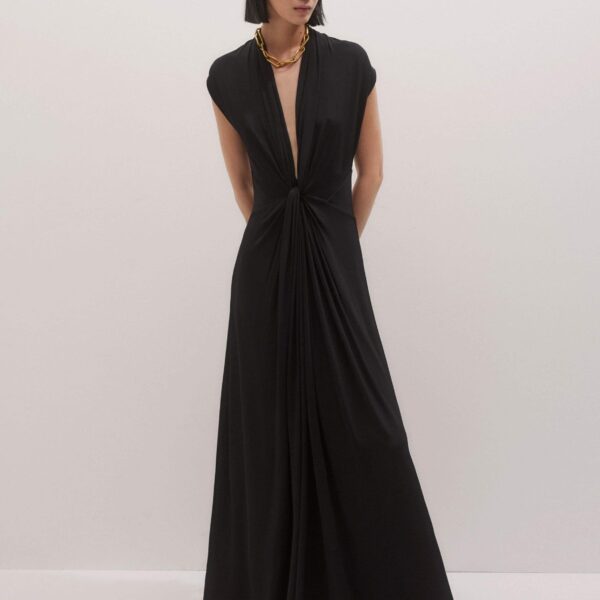 Me + Em Twist Front Maxi Dress – luxury British Black in Me and Em exclusively at Coveti