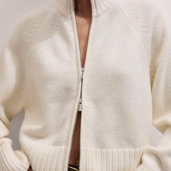 Me + Em Two-Way Zip Jacket – luxury British Ivory in Me and Em exclusively at Coveti
