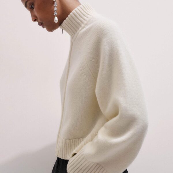 Me and Em Two-Way Zip Jacket – luxury British Ivory in Me and Em exclusively at Coveti