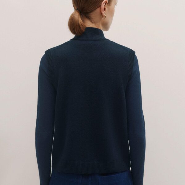 Me and Em Two-Way Zip Knit Vest – luxury British Blue in Me and Em exclusively at Coveti
