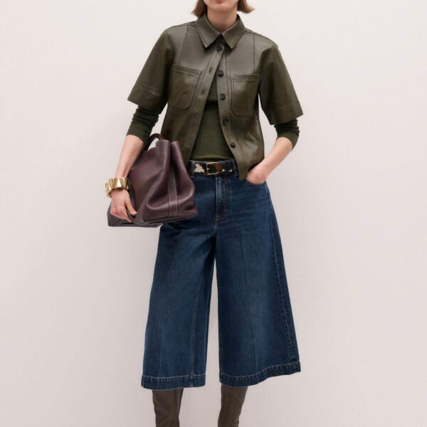 Me + Em Utility Shirt – luxury British Green in Me and Em exclusively at Coveti