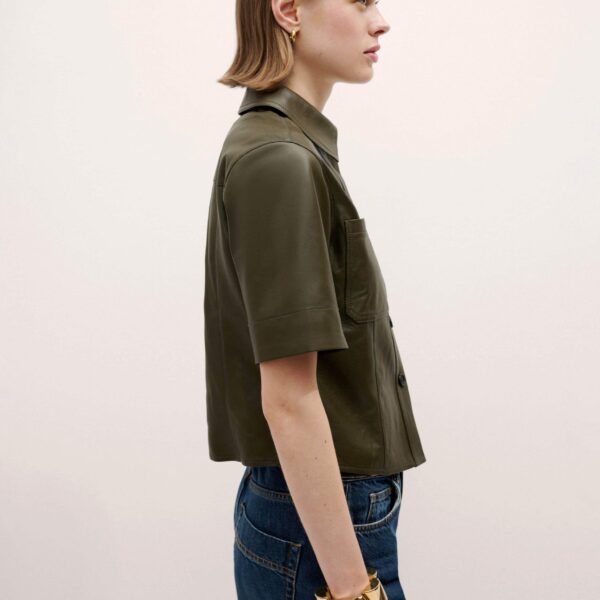 Me + Em Utility Shirt – luxury British Green in Me and Em exclusively at Coveti