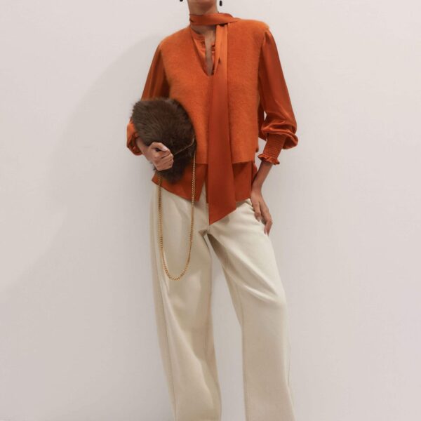 Me and Em V-Neck Straight Vest – luxury British Orange in Me and Em exclusively at Coveti
