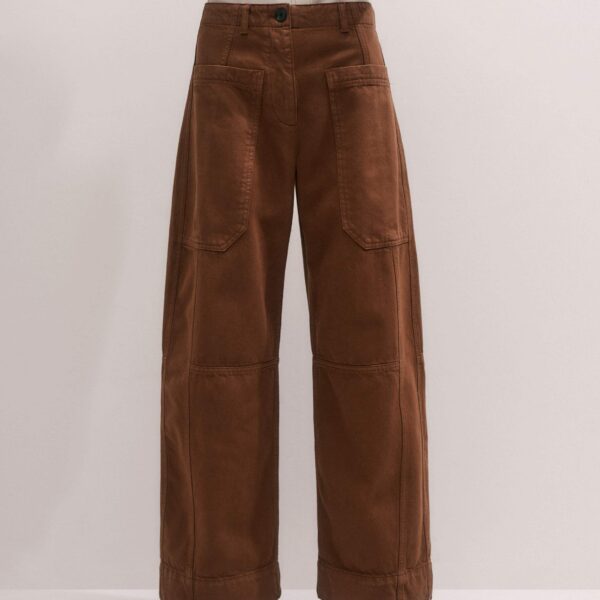 Me + Em Wide Taper Trouser – luxury British Brown in Me and Em exclusively at Coveti