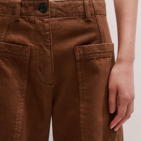Me and Em Wide Taper Trouser – luxury British Brown in Me and Em exclusively at Coveti