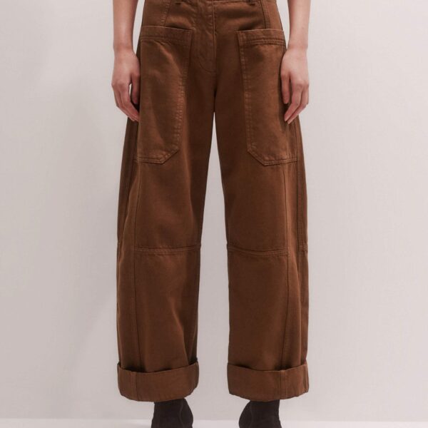 Me and Em Wide Taper Trouser – luxury British Brown in Me and Em exclusively at Coveti