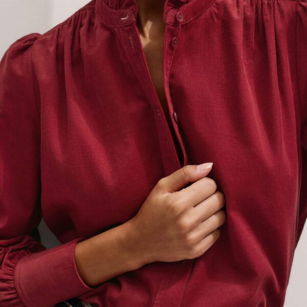 Me and Em Winter Blouse – luxury British Red in Me and Em exclusively at Coveti