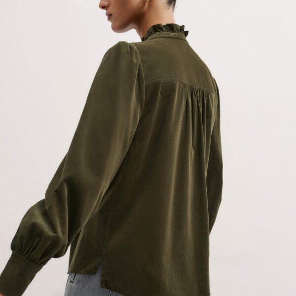 Me and Em Winter Blouse – luxury British Green in Me and Em exclusively at Coveti