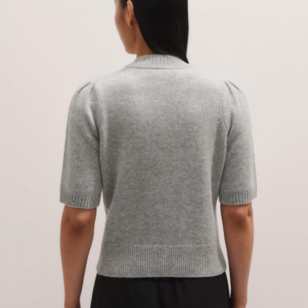 Me + Em Zip Neck Knit Tee – luxury British Gray in Me and Em exclusively at Coveti