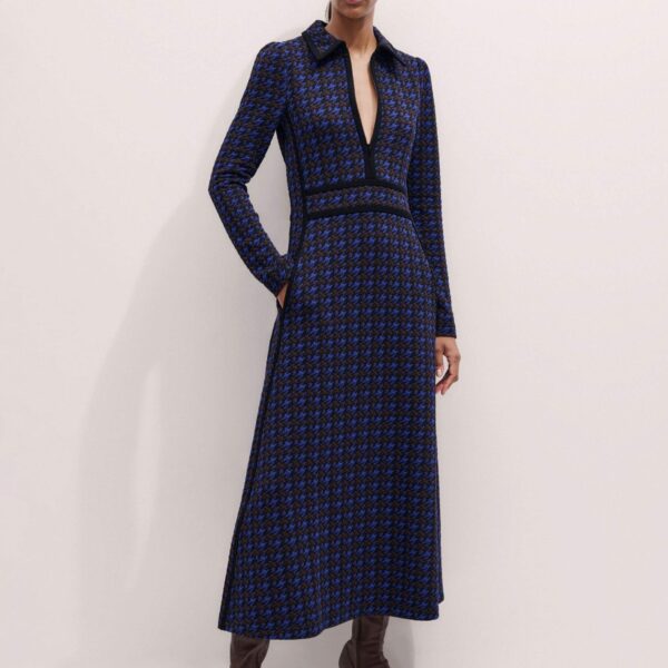 Me + Em Zip Neck Maxi Dress – luxury British Blue in Me and Em exclusively at Coveti