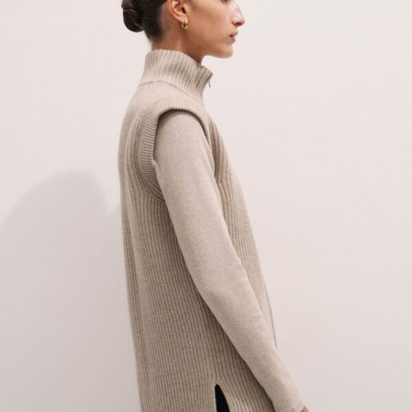 Me and Em Zip Sweater Vest – luxury British Beige in Me and Em exclusively at Coveti