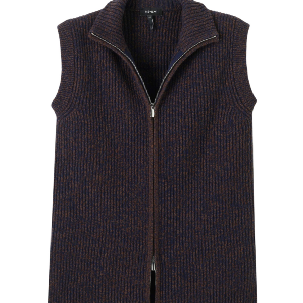 Me and Em Zip Sweater Vest – luxury British Brown in Me and Em exclusively at Coveti