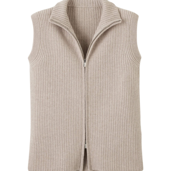 Me and Em Zip Sweater Vest – luxury British Beige in Me and Em exclusively at Coveti