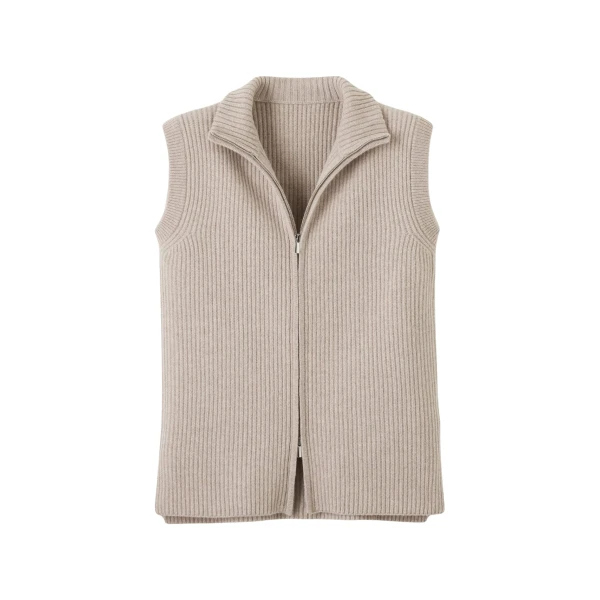 Me and Em Zip Sweater Vest – luxury British Beige in Me and Em exclusively at Coveti