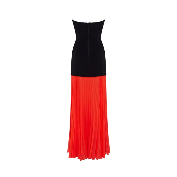 Milla Black&Coral dress with a pleated skirt, Parisienne, view 4