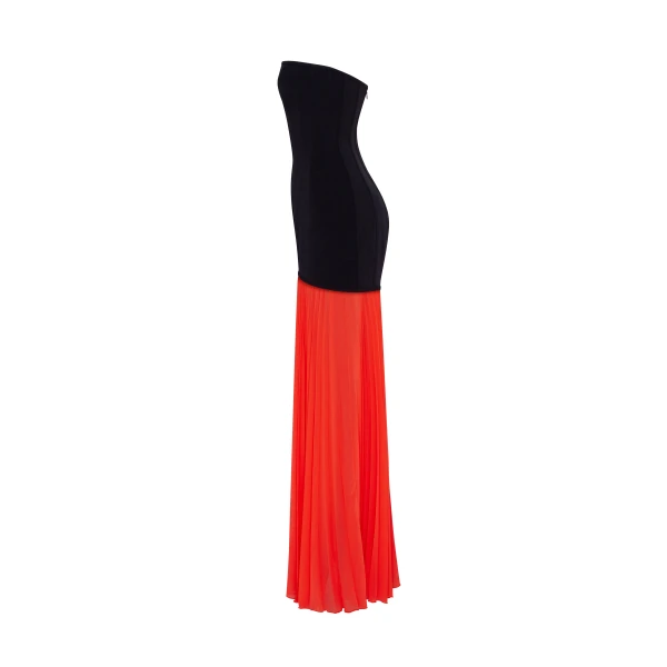 Milla Black&Coral dress with a pleated skirt, Parisienne, view 6
