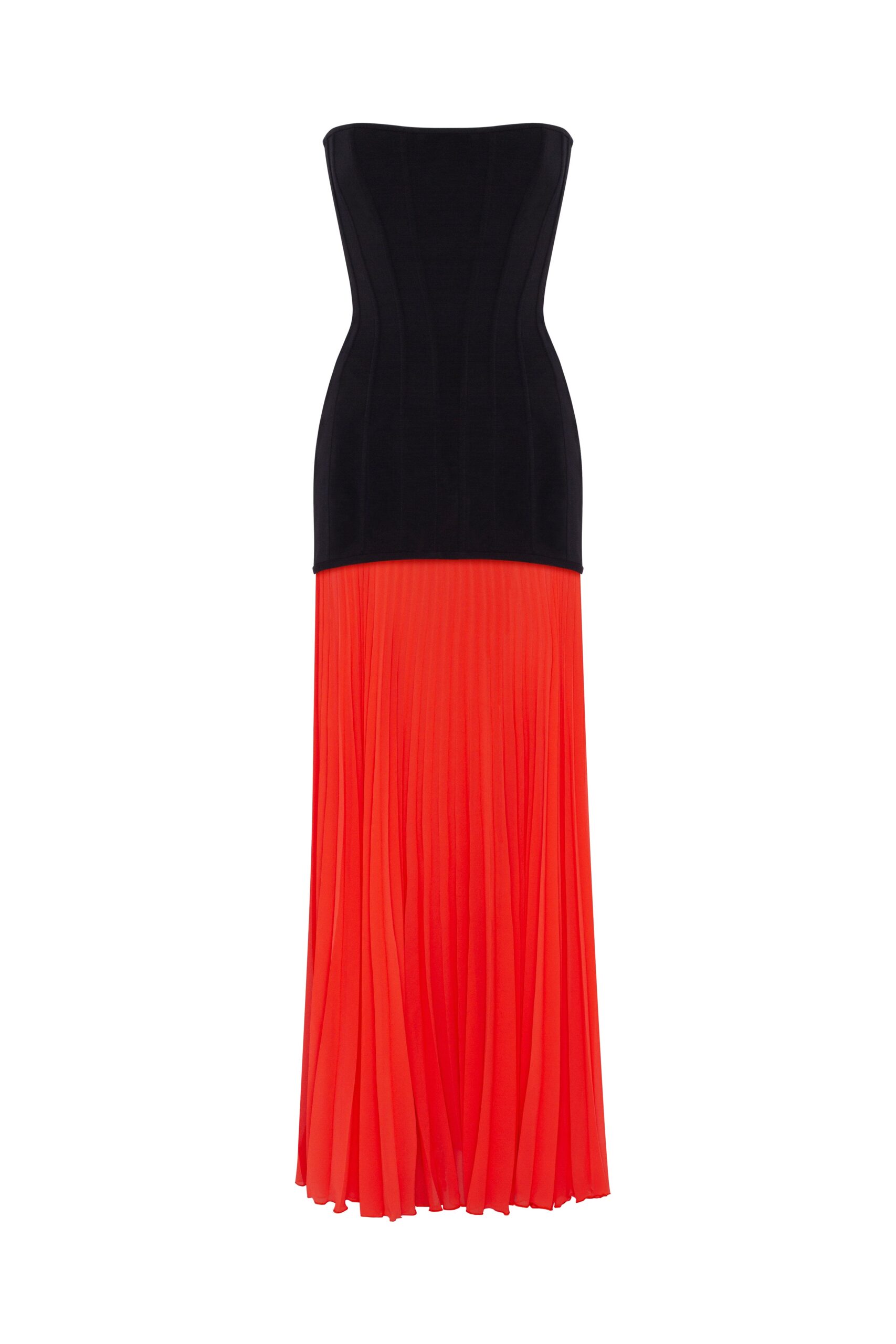 Milla Black&Coral dress with a pleated skirt Elevate your elegance in this Milla Dresses from the 2025 resort wear edit