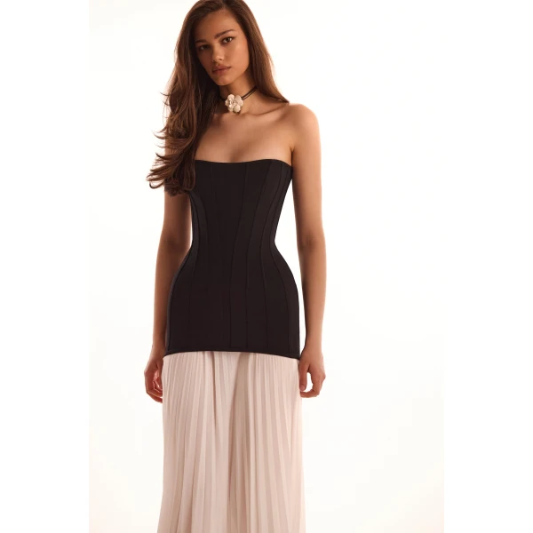 Milla Black&White dress with a pleated skirt, Parisienne, view 5