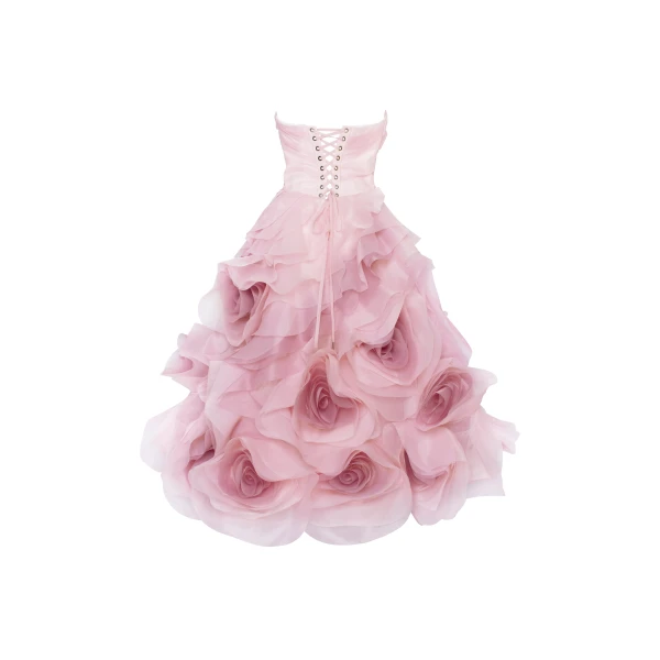 Milla Dramatic flowered organza midi dress in misty rose, Glow-Up, view 4