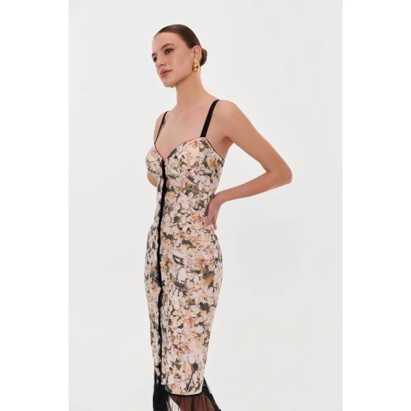 Milla Floral midi dress with puffy tulle hem, view 5