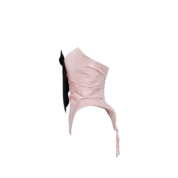 Milla Sleeveless pink corset with detachable bow, Parisienne Top, view 4