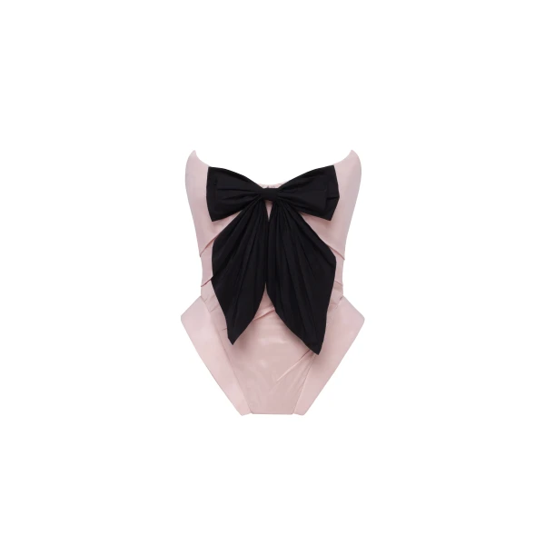 Milla Sleeveless pink corset with detachable bow, Parisienne Top