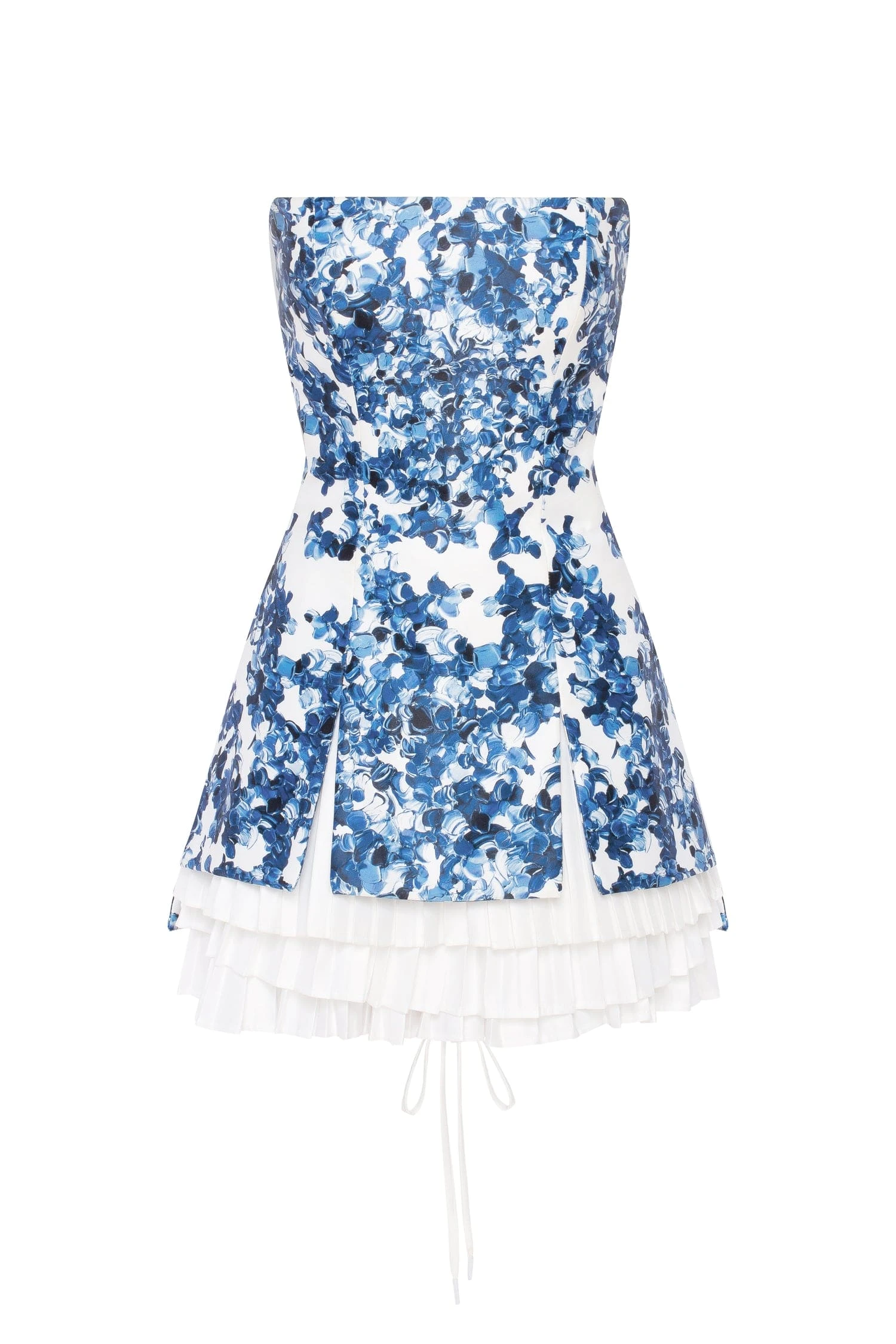 Milla Strapless blue hydrangea mini dress with accent lacing | Ready to Wear 2025 Collection Coveti Elevate your elegance in this Milla Dresses from the 2025 resort wear edit