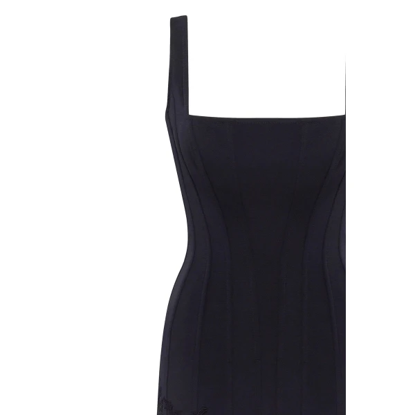 Milla Sultry black corset mini dress with lace hem, Parisienne, view 6
