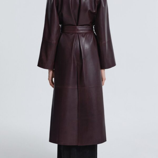 Nour Hammour Coats Color | Althea Belted Leather Coat luxury leather Coats from Coveti