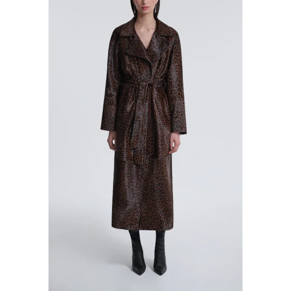 Nour Hammour Althea Belted Ponyhair Coat, view 2