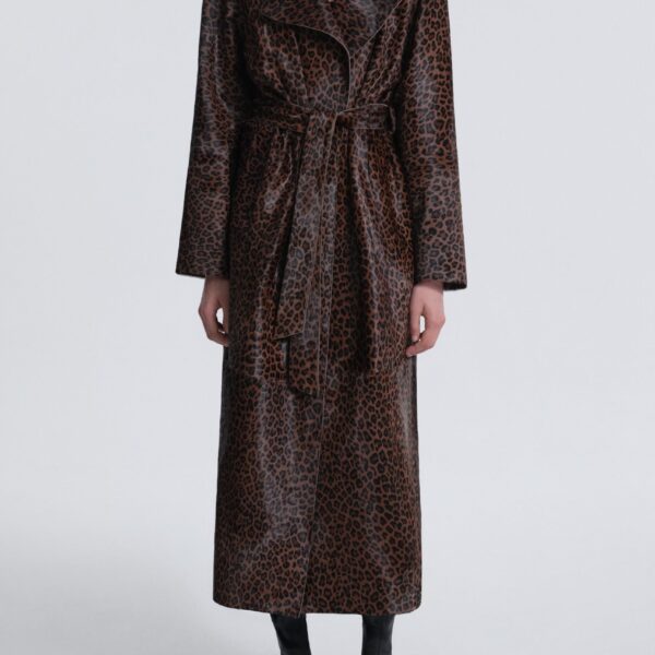 Nour Hammour Coats Color | Althea Belted Ponyhair Coat luxury leather Coats from Coveti