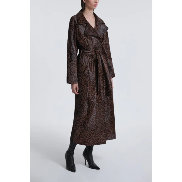 Nour Hammour Althea Belted Ponyhair Coat, view 3