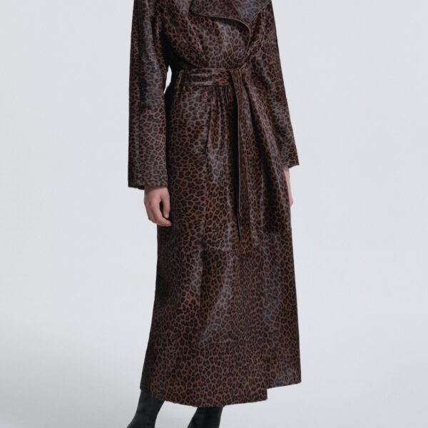 Nour Hammour Coats Color | Althea Belted Ponyhair Coat luxury leather Coats from Coveti