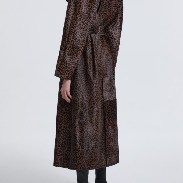 Nour Hammour Coats Color | Althea Belted Ponyhair Coat luxury leather Coats from Coveti