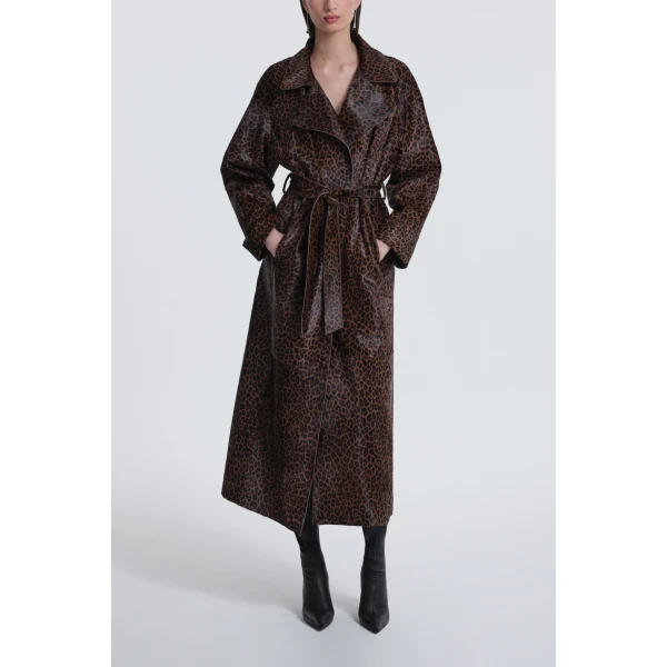 Nour Hammour Althea Belted Ponyhair Coat, view 5