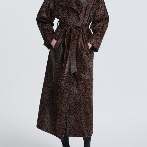 Nour Hammour Coats Color | Althea Belted Ponyhair Coat luxury leather Coats from Coveti