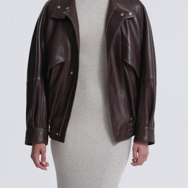 Nour Hammour Jackets Color | Ariste Structured Leather Bomber luxury leather Jackets from Coveti