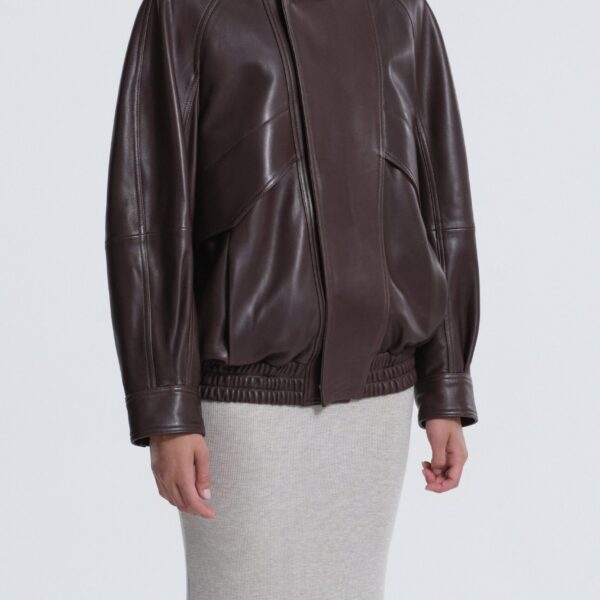 Nour Hammour Jackets Color | Ariste Structured Leather Bomber luxury leather Jackets from Coveti