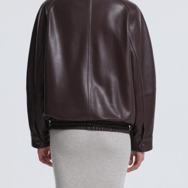 Nour Hammour Jackets Color | Ariste Structured Leather Bomber luxury leather Jackets from Coveti