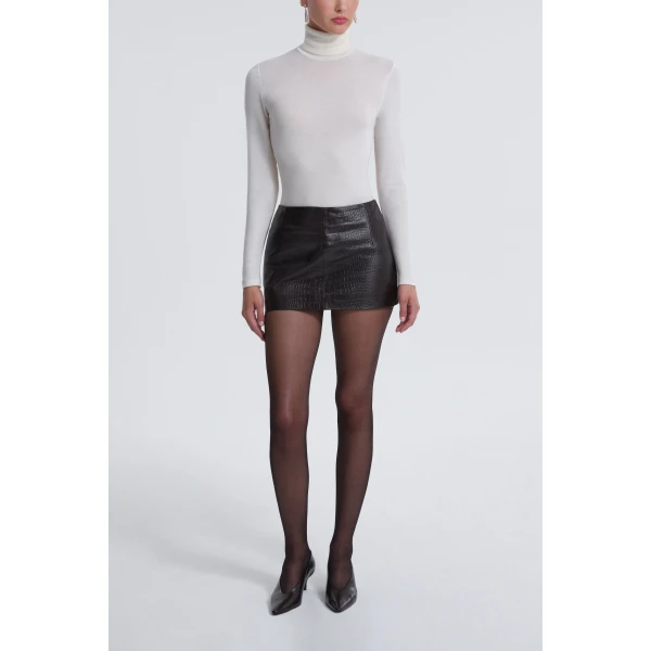 Nour Hammour Avery Skirt Ultra Mini Croco Leather Skirt, view 2
