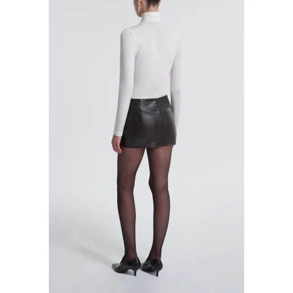 Nour Hammour Avery Skirt Ultra Mini Croco Leather Skirt, view 4